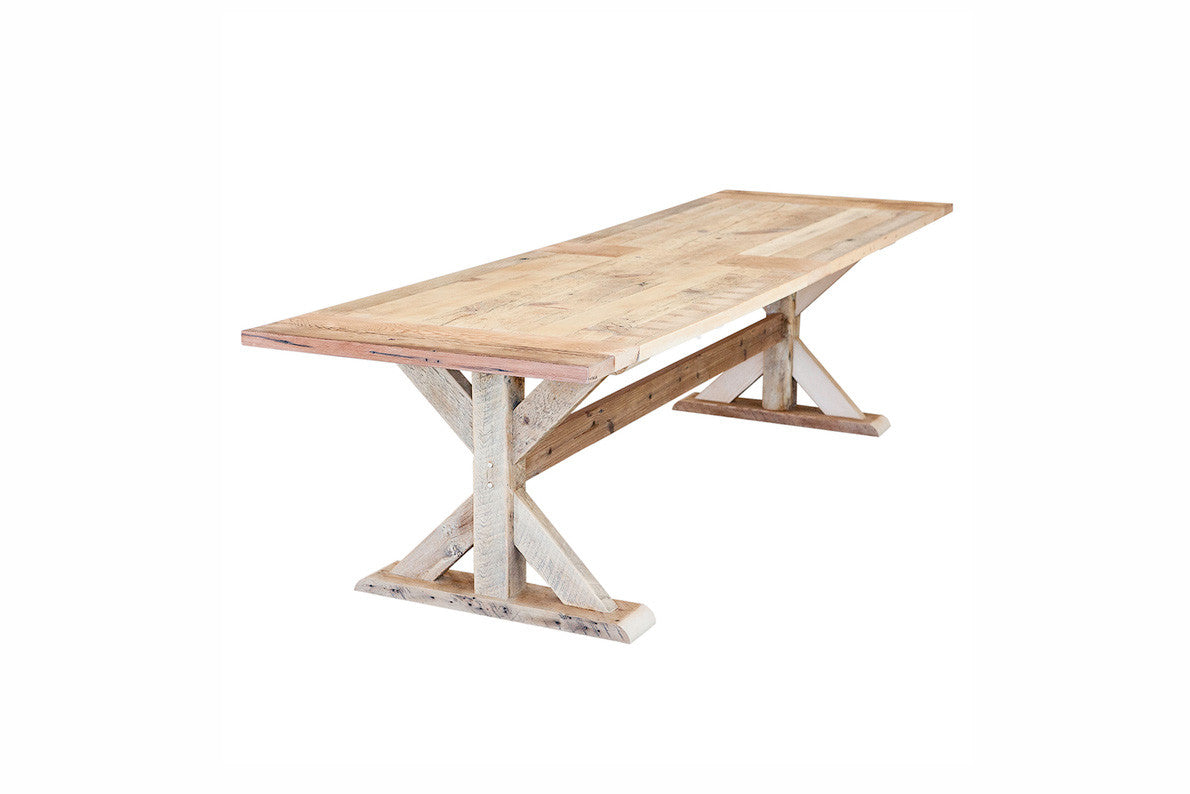 Barn Wood Trestle-Style Dining Table