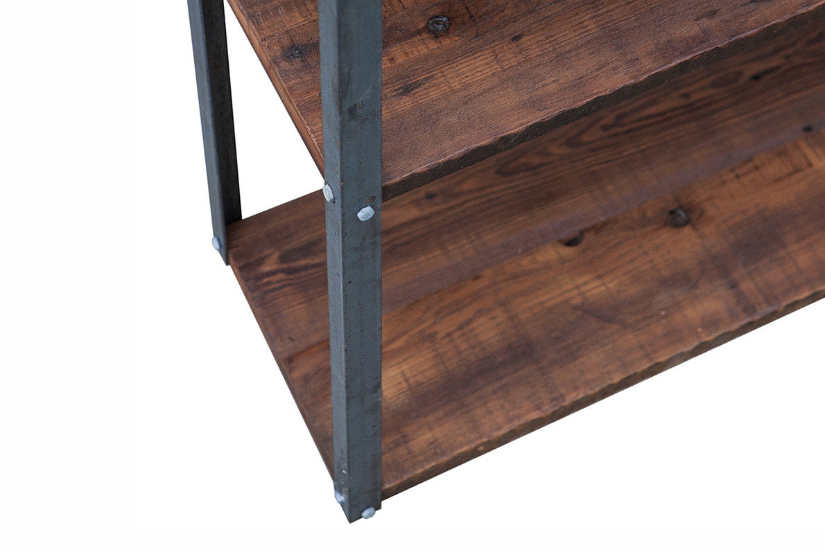 Industrial Style Shelf with Reclaimed Wood and Steel
